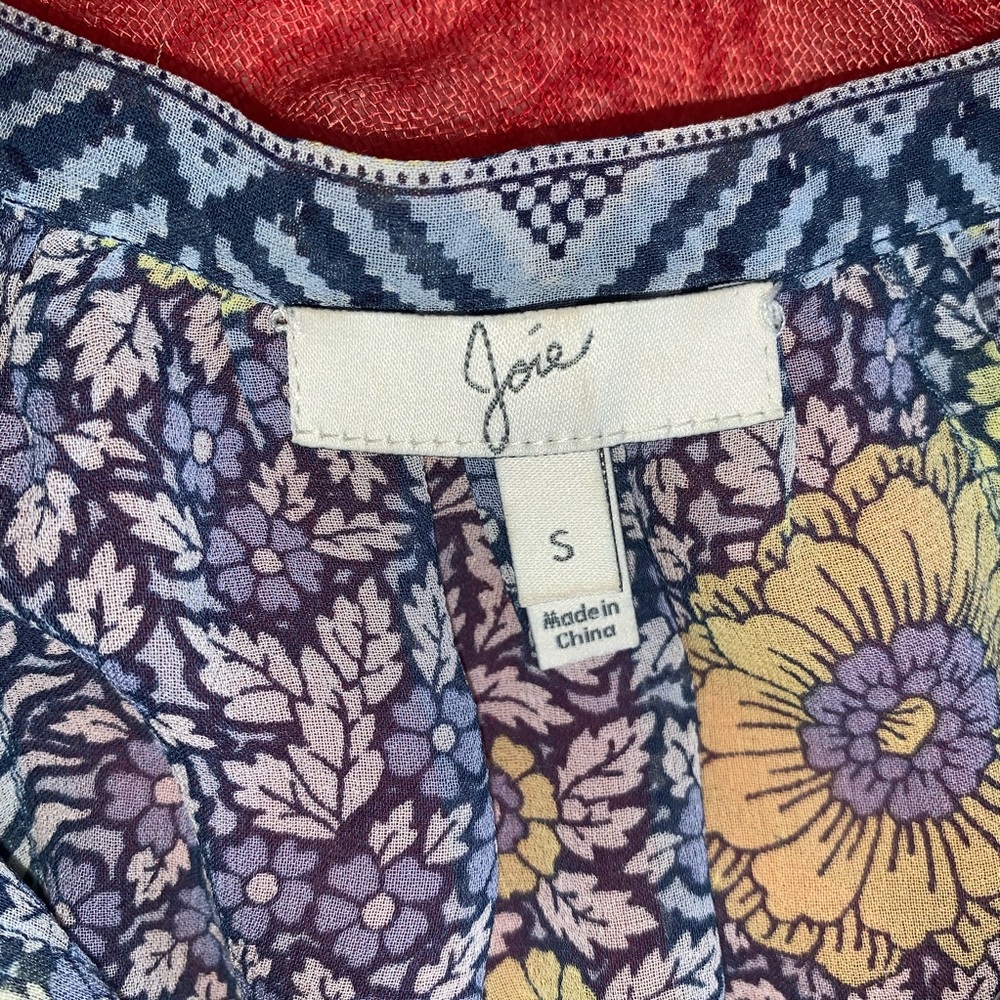 Joie Shara Print Silk Tank Blue Yellow White Small - Picture 6 of 15